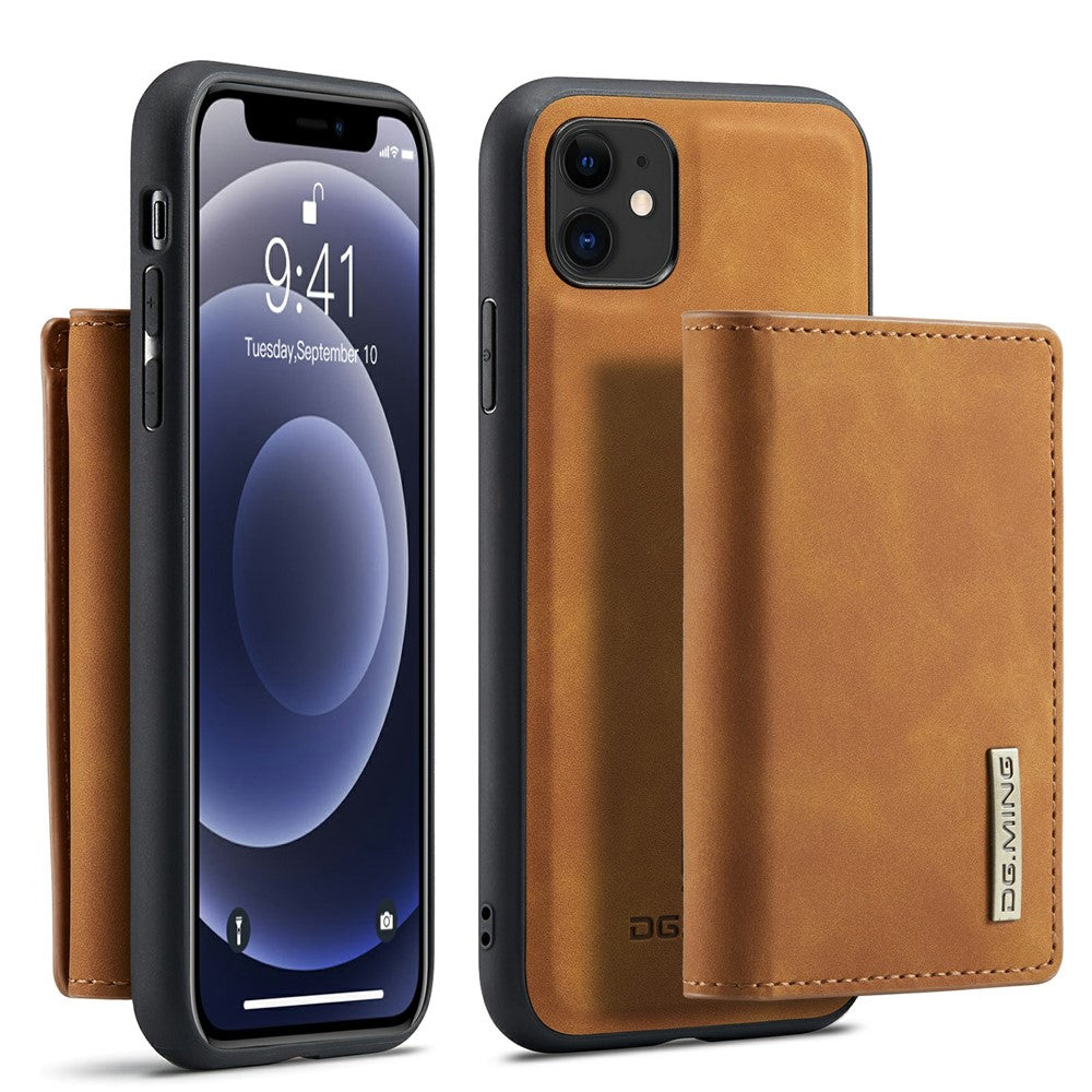 DG.MING M1 Series Phone Case PU + TPU + PC Back Cover with Magnetic Tri-Fold Wallet Kickstand for iPhone 11 6.1 inch