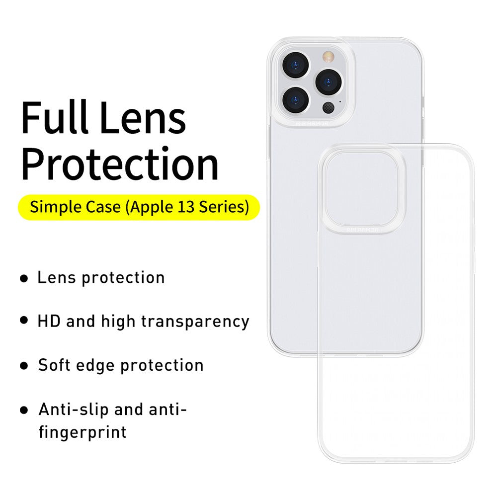 BASEUS Simple Series Soft TPU Phone Case for iPhone 13 Pro Max 6.7 inch Cell Phone Protective Cover Shell