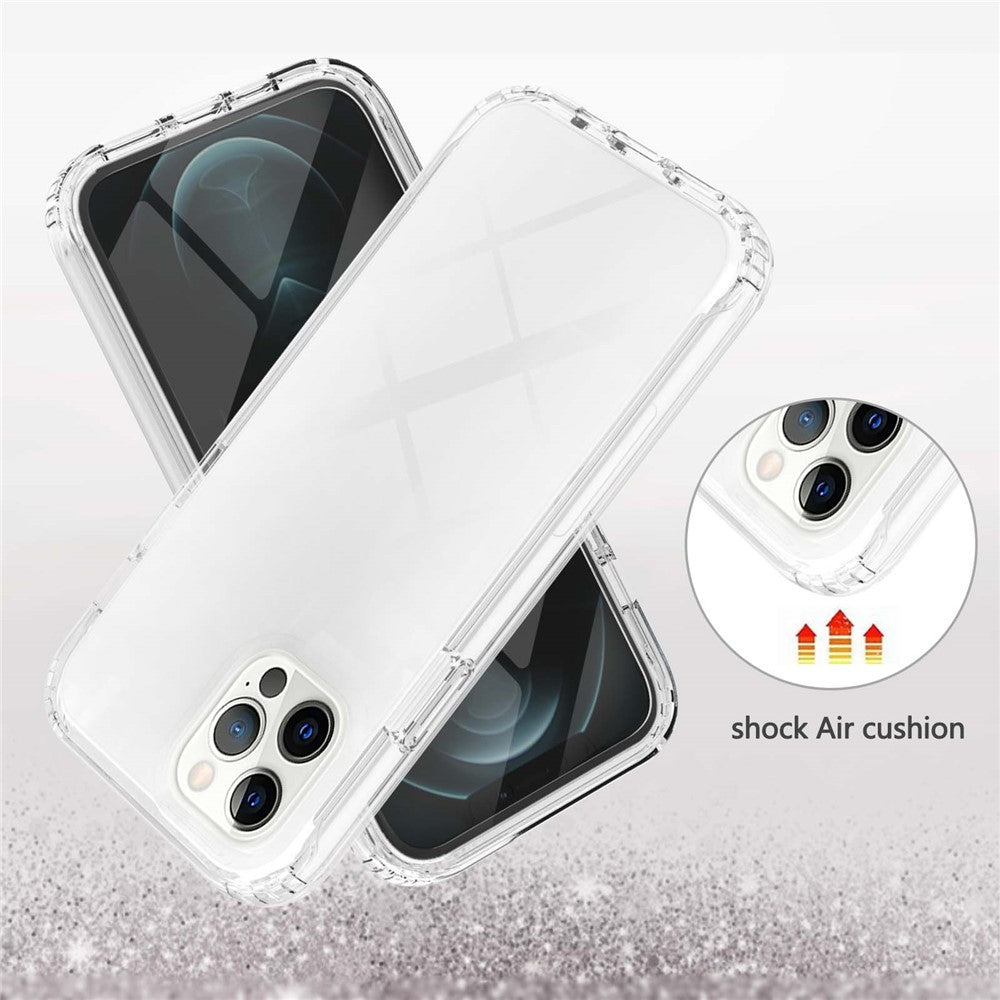LA1 Series Gradient Color Full Protection 3-in-1 Shockproof Hard PC Frame + Soft TPU Back Protective Phone Case Built-in PET Screen Protector for Apple iPhone 12/12 Pro 6.1 inch