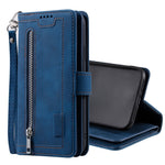 9 Card Slots Design Leather Wallet Stand Phone Case Shell with Wrist Strap for iPhone 13 mini 5.4 inch