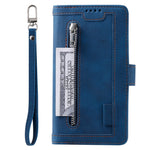 9 Card Slots Design Leather Wallet Stand Phone Case Shell with Wrist Strap for iPhone 13 mini 5.4 inch
