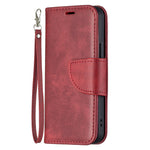 Solid Color Leather Wallet Case Phone Shell with Strap for iPhone 13 mini 5.4 inch