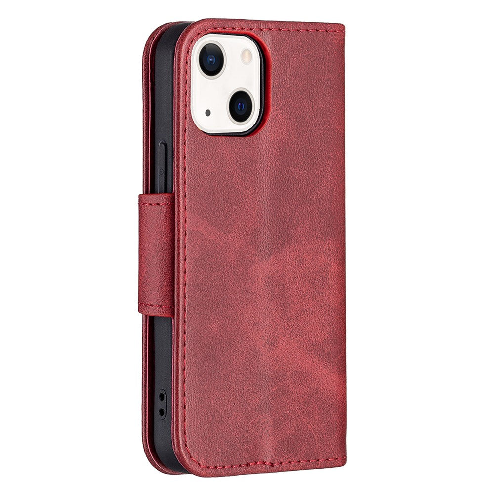 Solid Color Leather Wallet Case Phone Shell with Strap for iPhone 13 mini 5.4 inch