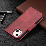 Solid Color Leather Wallet Case Phone Shell with Strap for iPhone 13 mini 5.4 inch