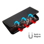 Solid Color Carbon Fiber Texture Auto-absorbed Leather Phone Cover Case with Wallet Stand for iPhone 13 6.1 inch
