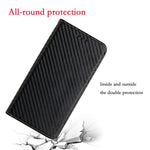 Solid Color Carbon Fiber Texture Auto-absorbed Leather Phone Cover Case with Wallet Stand for iPhone 13 6.1 inch