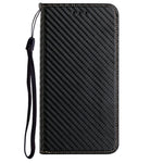 Solid Color Carbon Fiber Texture Auto-absorbed Leather Phone Cover Case with Wallet Stand for iPhone 13 6.1 inch
