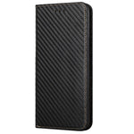 Solid Color Carbon Fiber Texture Auto-absorbed Leather Phone Cover Case with Wallet Stand for iPhone 13 6.1 inch