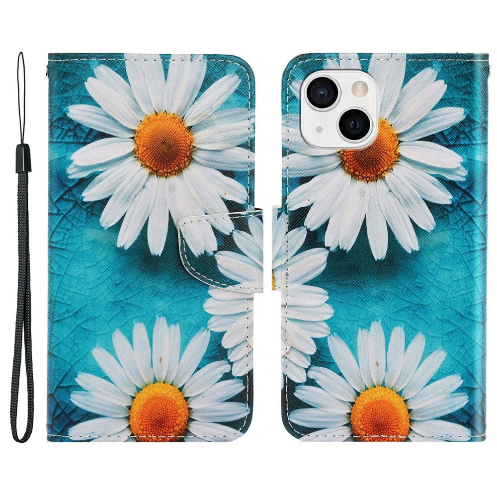 Mønsterpræget læderpung cover med stander og flipfunktion til iPhone 13 6.1 tommer