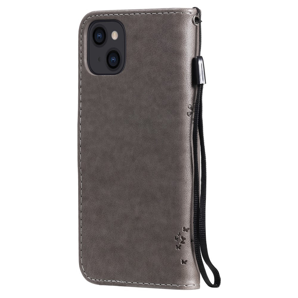 Til iPhone 13 Cover med Stativ Katte-Træ Mønster Læderpung Mobilcover