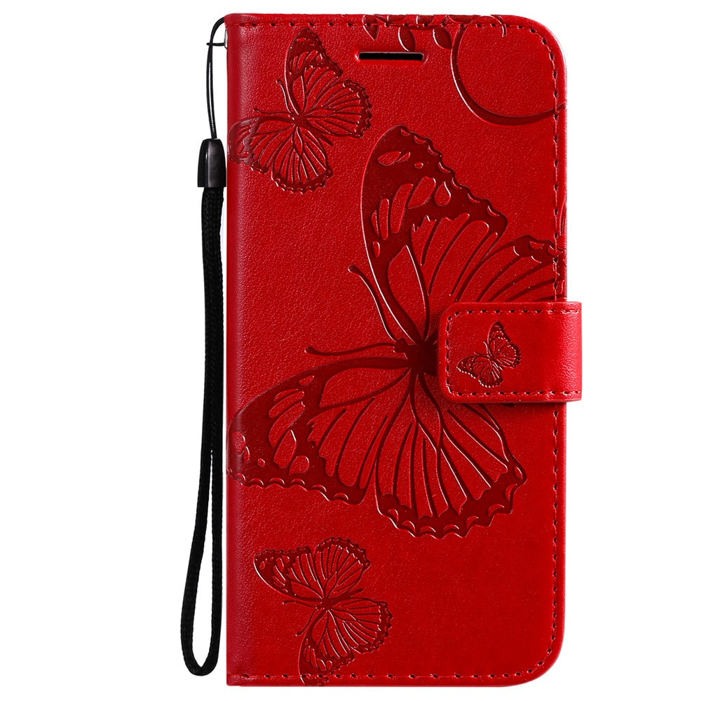 For iPhone 13 mini Wallet Case Floral Butterfly Imprinted Leather Phone Cover Stand