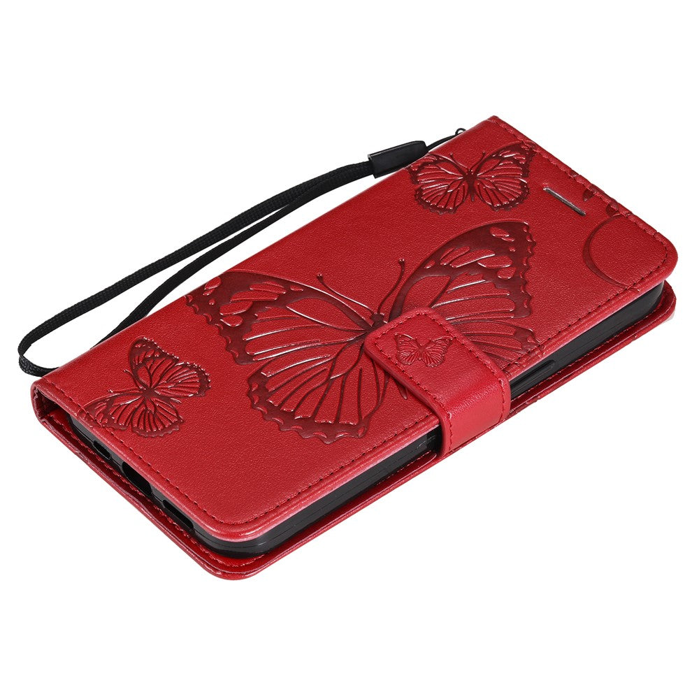 For iPhone 13 mini Wallet Case Floral Butterfly Imprinted Leather Phone Cover Stand
