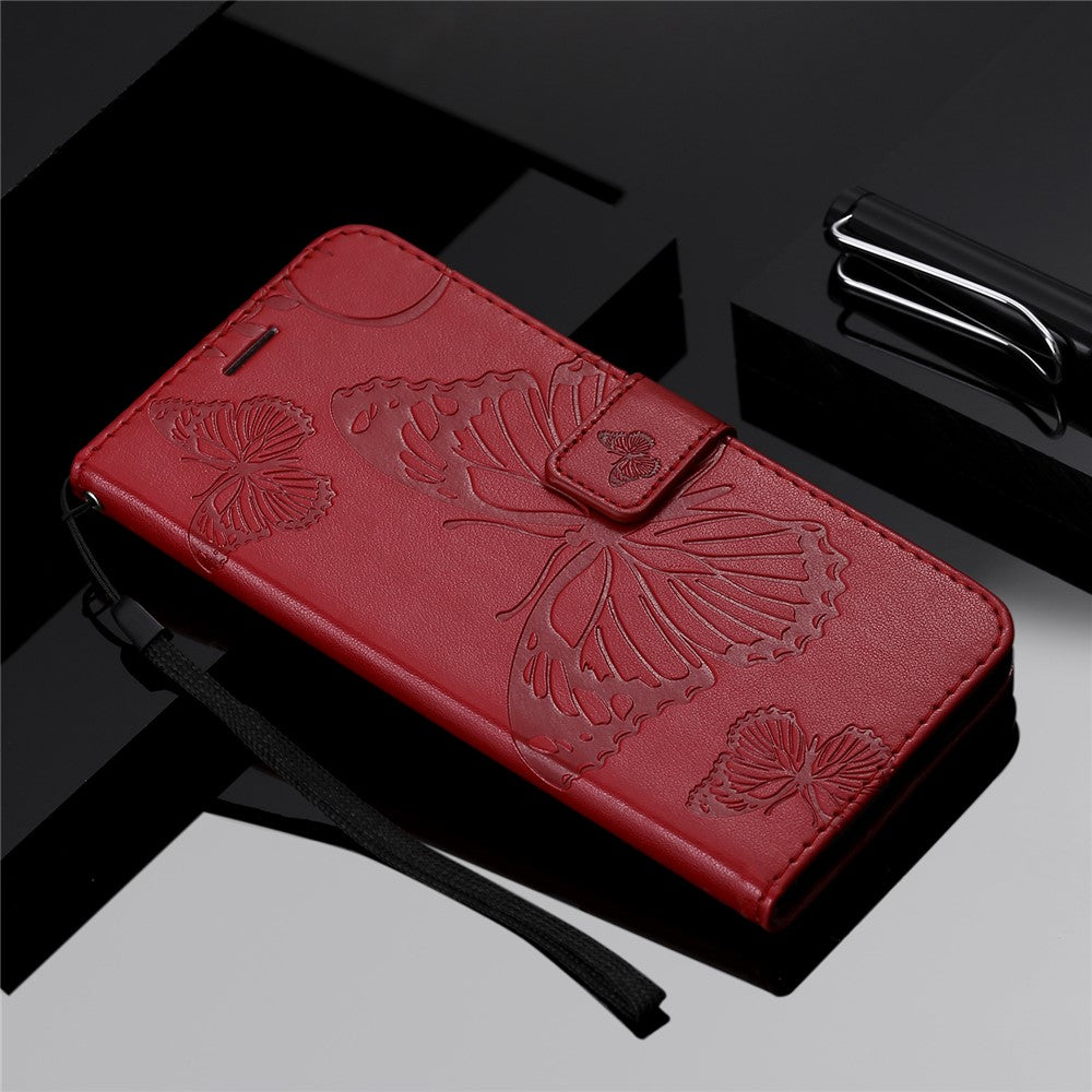 For iPhone 13 mini Wallet Case Floral Butterfly Imprinted Leather Phone Cover Stand