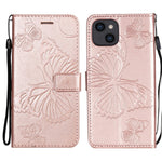 For iPhone 13 mini Wallet Case Floral Butterfly Imprinted Leather Phone Cover Stand