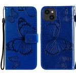 For iPhone 13 mini Wallet Case Floral Butterfly Imprinted Leather Phone Cover Stand