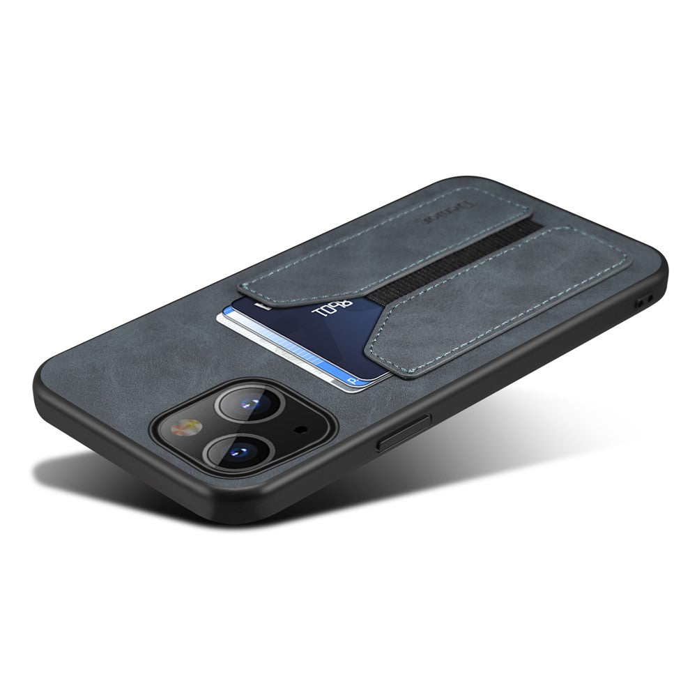 Premium PU Leather TPU Bumper PC Protection Case with Elastic Card Slot for iPhone 13 mini 5.4 inch