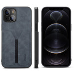 Premium PU Leather TPU Bumper PC Protection Case with Elastic Card Slot for iPhone 13 mini 5.4 inch