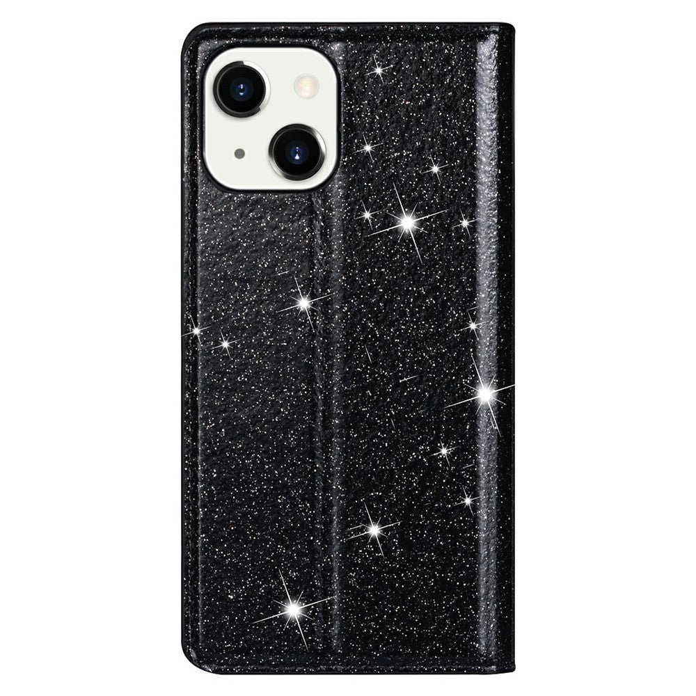 Glitter Sequins Auto-absorbed Ultra-thin Leather Stand Case Cover for iPhone 13 mini 5.4 inch