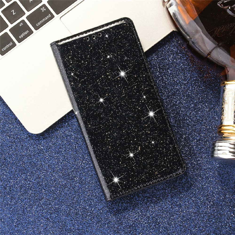 Glitter Sequins Auto-absorbed Ultra-thin Leather Stand Case Cover for iPhone 13 mini 5.4 inch