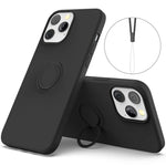 Justerbar Stöd Design Miljövänligt Flytande Silikon Enkel Rengöring Telefon Skyddsfodral Skal med Praktisk Rem för iPhone 13 Pro 6.1 tum