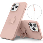 Justerbar Stöd Design Miljövänligt Flytande Silikon Enkel Rengöring Telefon Skyddsfodral Skal med Praktisk Rem för iPhone 13 Pro 6.1 tum