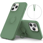 Justerbar Stöd Design Miljövänligt Flytande Silikon Enkel Rengöring Telefon Skyddsfodral Skal med Praktisk Rem för iPhone 13 Pro 6.1 tum