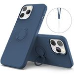 Justerbar Stöd Design Miljövänligt Flytande Silikon Enkel Rengöring Telefon Skyddsfodral Skal med Praktisk Rem för iPhone 13 Pro 6.1 tum