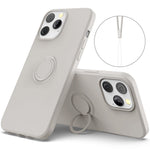 Justerbar Stöd Design Miljövänligt Flytande Silikon Enkel Rengöring Telefon Skyddsfodral Skal med Praktisk Rem för iPhone 13 Pro 6.1 tum