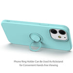 Justerbart ringstativdesign med flytande silikonmobilskyddsskal med praktisk rem för iPhone 13 6,1 tum