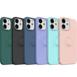 360° Rotary Ring Kickstand Design Drop-Resistant Eco-Friendly Liquid Silicone Phone Protective Case Shell with Handy Strap for iPhone 13 mini 5.4 inch