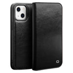 QIALINO For iPhone 13 mini 5.4 inch Top Layer Cowhide Leather All-round Protection Phone Case Stand Shell with Wallet
