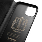 QIALINO For iPhone 13 mini 5.4 inch Top Layer Cowhide Leather All-round Protection Phone Case Stand Shell with Wallet
