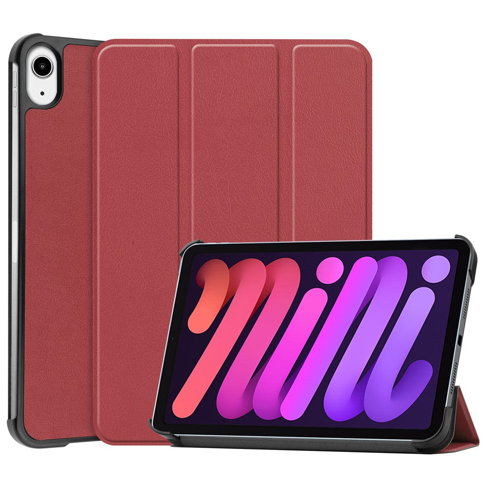 Trefoldigt stander etui i PU-læder, smart beskyttelsescover til iPad mini (2024) / mini (2021)
