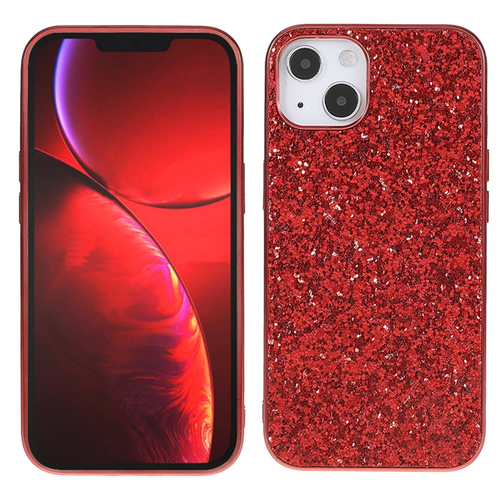 Glitter Bling TPU Electroplating Edge + Hard PC Back Stylish Light Shockproof Phone Cover for iPhone 13 mini 5.4 inch