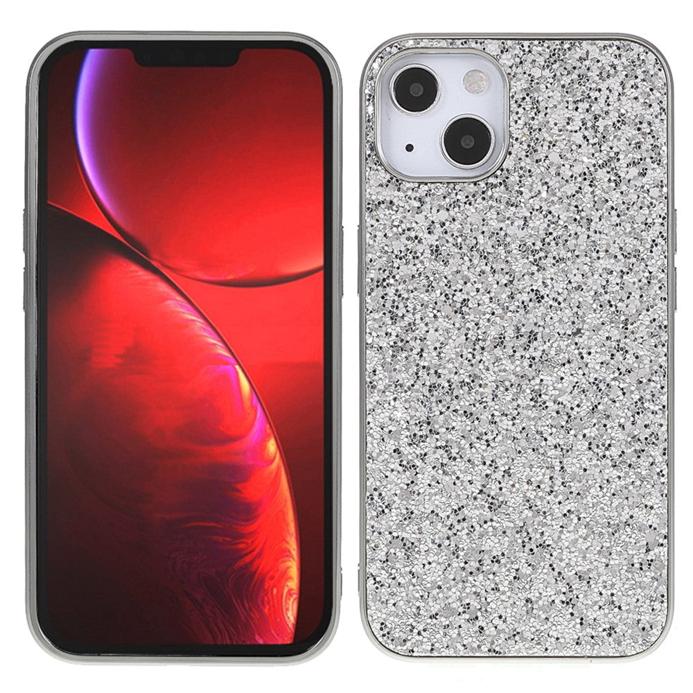 Glitter Bling TPU Electroplating Edge + Hard PC Back Stylish Light Shockproof Phone Cover for iPhone 13 mini 5.4 inch