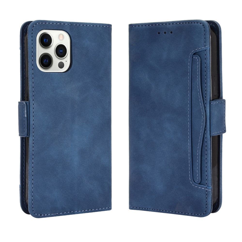 Skyddsfodral i läder med flera kortfack, stativ och plånbok för iPhone 13 Pro Max 6,7 tum