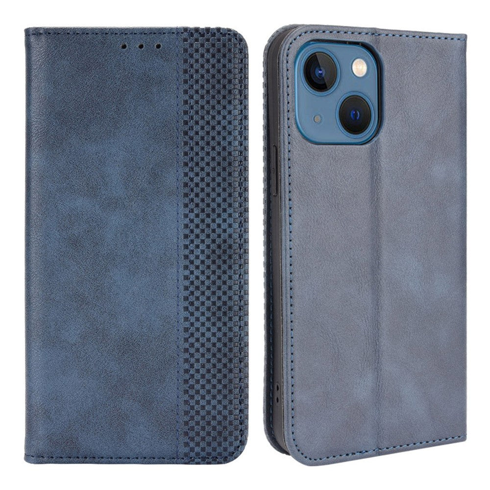Självabsorberande vintage-stil, fullt skyddande plånboksfodral i PU-läder med stativ för iPhone 13 mini 5,4 tum