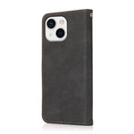 Dual Color Wallet Stand Flip Leather Phone Cover with Magnetic Closure for iPhone 13 mini 5.4 inch