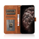 Dual Color Wallet Stand Flip Leather Phone Cover with Magnetic Closure for iPhone 13 mini 5.4 inch