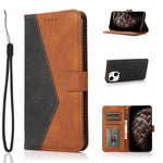 Dual Color Wallet Stand Flip Leather Phone Cover with Magnetic Closure for iPhone 13 mini 5.4 inch