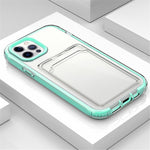 Anti-fald TPU + PC Dobbeltlags Stødsikkert Gennemsigtigt Telefoncover med Kortlomme til iPhone 13 6,1 tommer