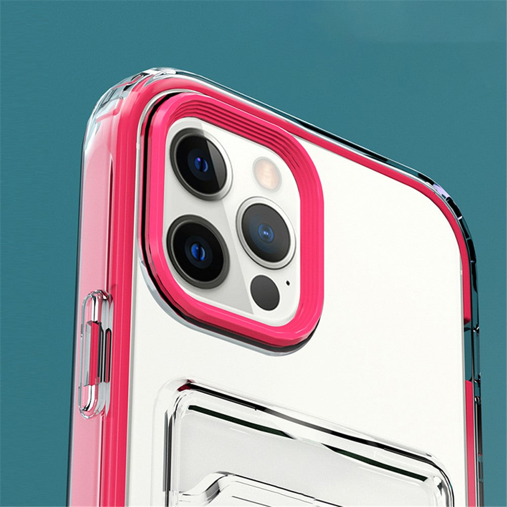 Anti-fald TPU + PC Dobbeltlags Stødsikkert Gennemsigtigt Telefoncover med Kortlomme til iPhone 13 6,1 tommer