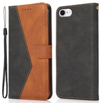 Anti-Drop Anti-Ridse Dual Color Wallet Stand Design Læder Telefoncover med Praktisk Rem til iPhone SE (2022)/SE (2020)/8/7/6