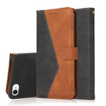 Anti-Drop Anti-Ridse Dual Color Wallet Stand Design Læder Telefoncover med Praktisk Rem til iPhone SE (2022)/SE (2020)/8/7/6