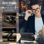 CASEME 013 Series Shockproof PU Leather Wallet Shell Case with Stand for iPhone 13 Pro 6.1 inch