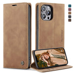 CASEME 013 Series Shockproof PU Leather Wallet Shell Case with Stand for iPhone 13 Pro 6.1 inch