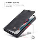 CASEME 013 Series For iPhone 13 mini Magnetic Auto-absorbed Wallet Stand Leather Phone Case
