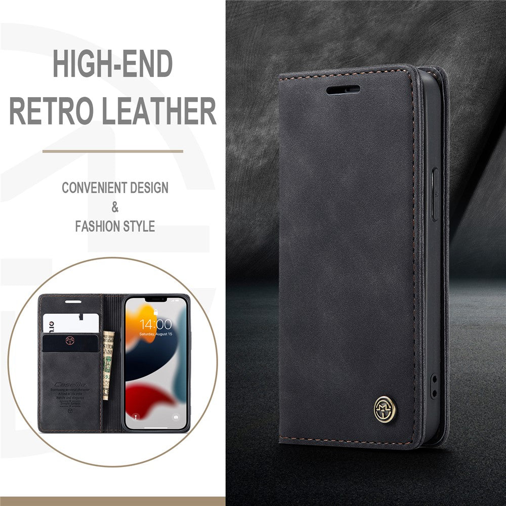 CASEME 013 Series For iPhone 13 mini Magnetic Auto-absorbed Wallet Stand Leather Phone Case