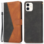 Dual Color Splicing Anti-Drop Wallet Stand Design Leather Phone Cover with Wrist Strap for iPhone 11 6.1 inch