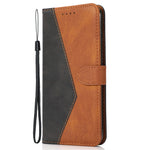 Dual Color Splicing Anti-Drop Wallet Stand Design Leather Phone Cover with Wrist Strap for iPhone 11 6.1 inch